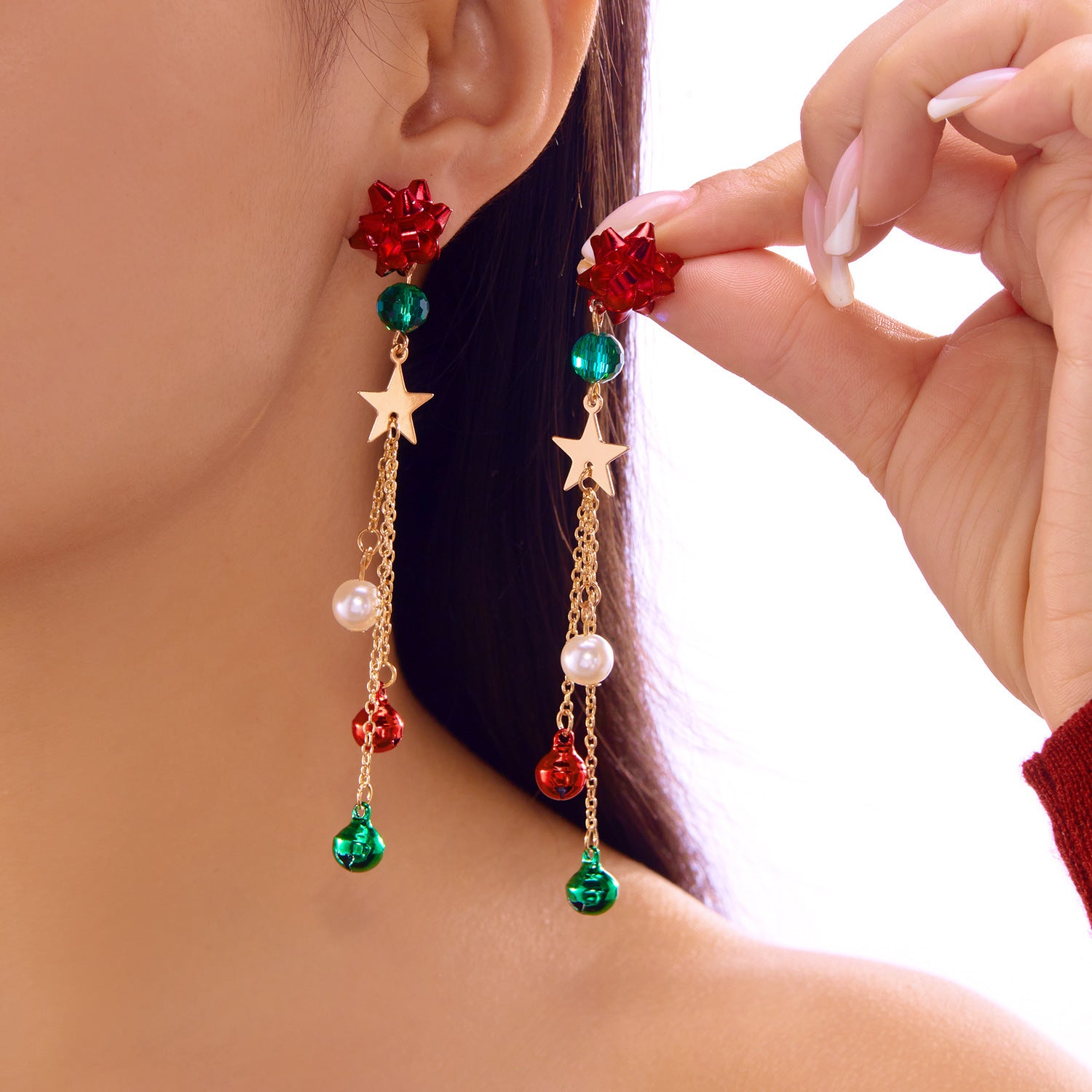 Wholesale Cute cartoon snowflake and snowman cookie pattern earrings